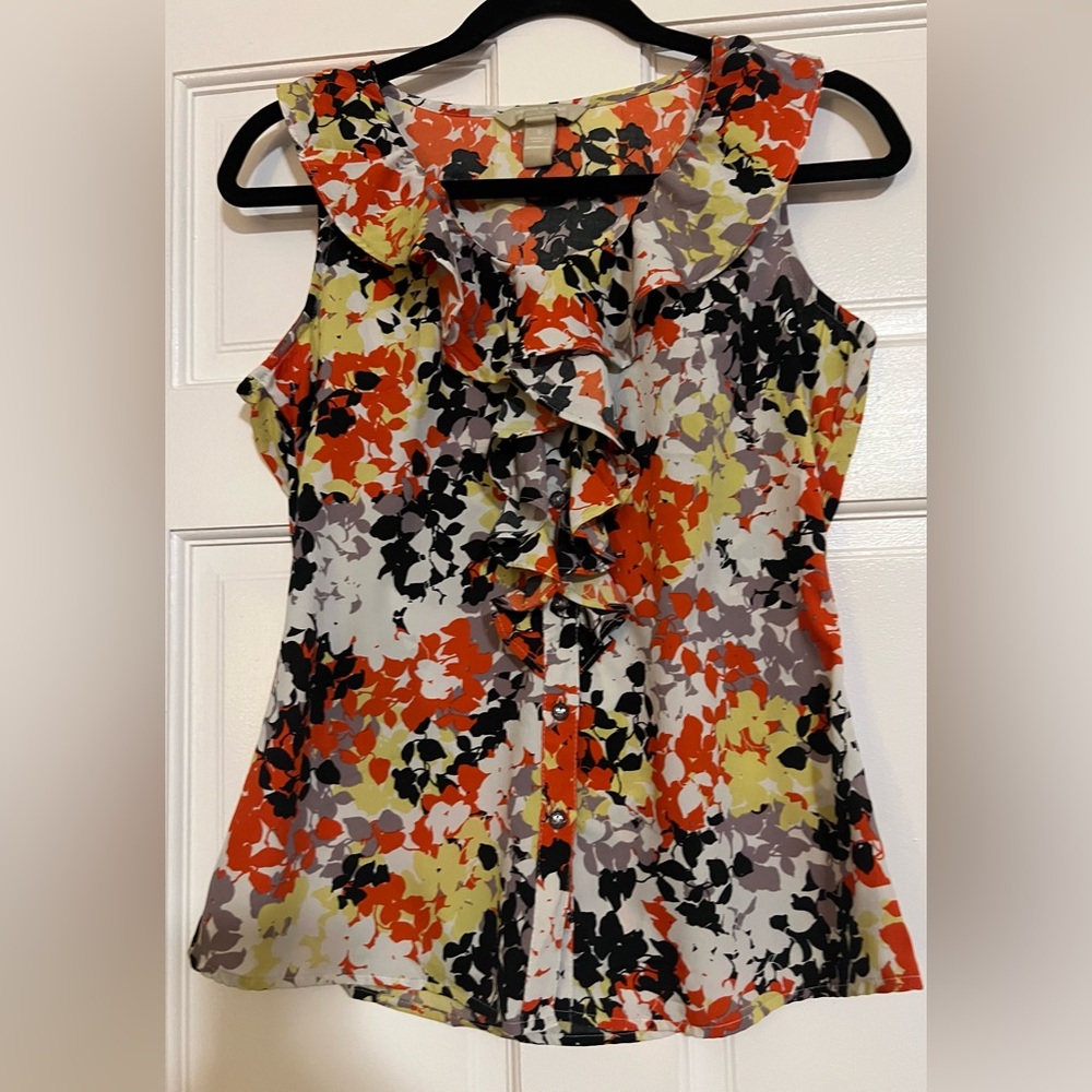 Banana Republic Multicolor Floral Ruffle Blouse